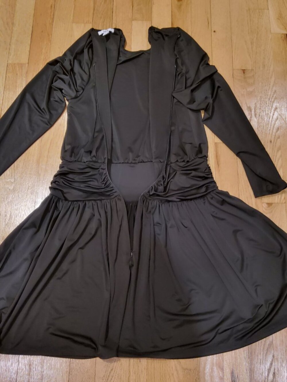 NWOT Bar III Women's Ruched Mini Dress Deep Black Long Sleeve Size M - Picture 4 of 7